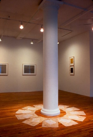  CARROUSEL. 1991. Site specific floor drawing. White chalk on bark paper.&nbsp; Twelve units, 16”x24” each. 